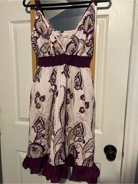 Size L Rebellion Boho Sundress, Y2K sundress, Paisley and Purple Summer Dress